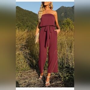 Elegant Zesica Wine Colored Jumpsuit Size Large